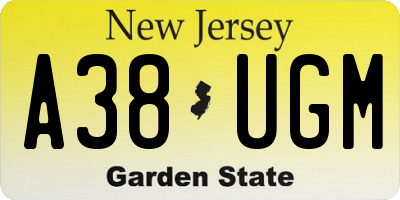 NJ license plate A38UGM