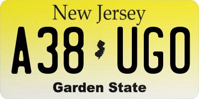NJ license plate A38UGO