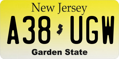NJ license plate A38UGW