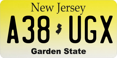 NJ license plate A38UGX