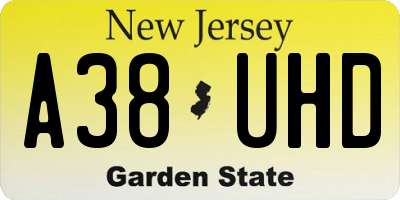 NJ license plate A38UHD