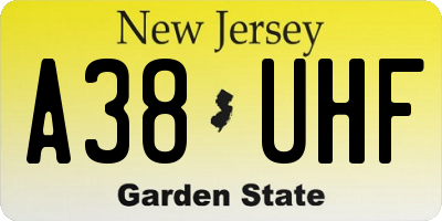 NJ license plate A38UHF