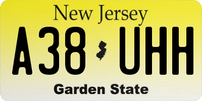 NJ license plate A38UHH