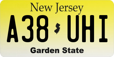 NJ license plate A38UHI
