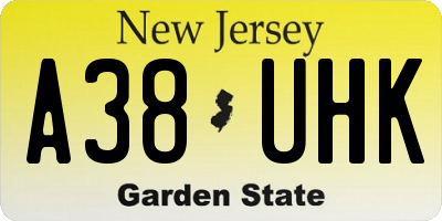 NJ license plate A38UHK