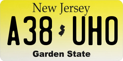 NJ license plate A38UHO