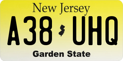 NJ license plate A38UHQ