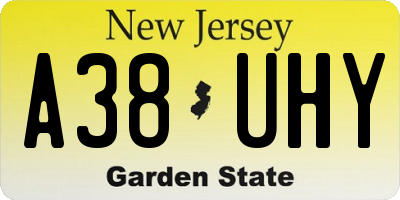 NJ license plate A38UHY