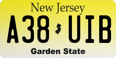 NJ license plate A38UIB