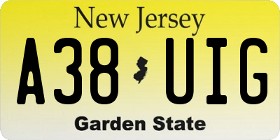 NJ license plate A38UIG