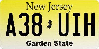 NJ license plate A38UIH