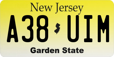 NJ license plate A38UIM