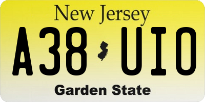 NJ license plate A38UIO