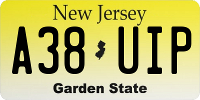 NJ license plate A38UIP