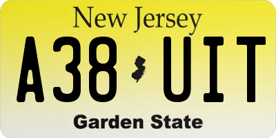 NJ license plate A38UIT