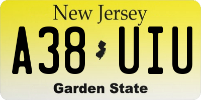 NJ license plate A38UIU