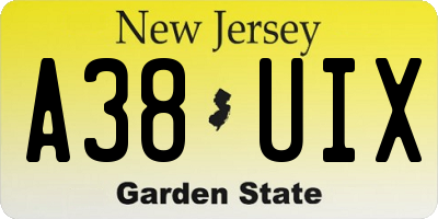NJ license plate A38UIX