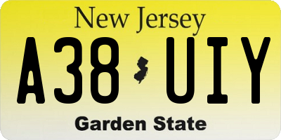 NJ license plate A38UIY