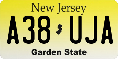 NJ license plate A38UJA