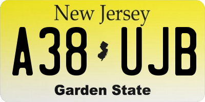 NJ license plate A38UJB