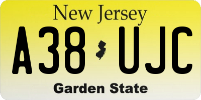 NJ license plate A38UJC