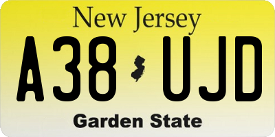 NJ license plate A38UJD