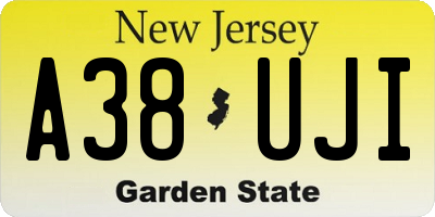 NJ license plate A38UJI