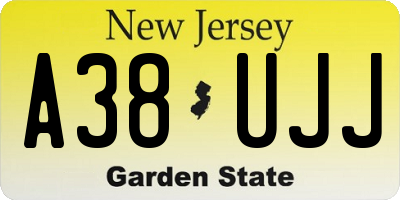 NJ license plate A38UJJ