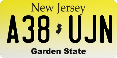 NJ license plate A38UJN