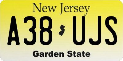 NJ license plate A38UJS