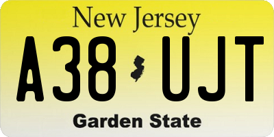 NJ license plate A38UJT