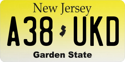 NJ license plate A38UKD