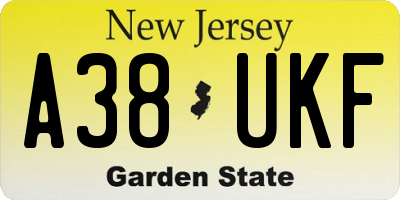 NJ license plate A38UKF