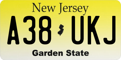 NJ license plate A38UKJ