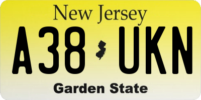 NJ license plate A38UKN