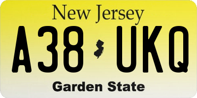 NJ license plate A38UKQ