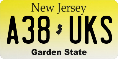 NJ license plate A38UKS