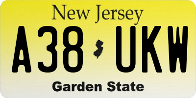 NJ license plate A38UKW