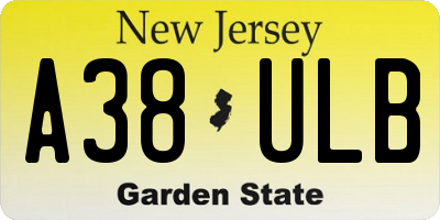 NJ license plate A38ULB