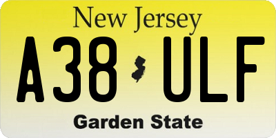 NJ license plate A38ULF