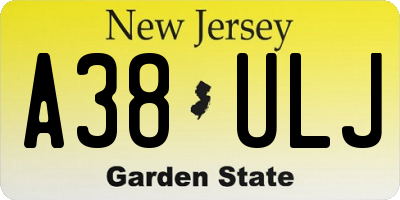 NJ license plate A38ULJ