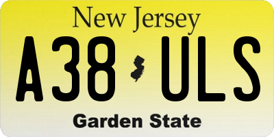NJ license plate A38ULS