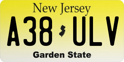 NJ license plate A38ULV