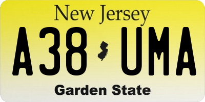 NJ license plate A38UMA