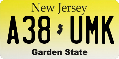NJ license plate A38UMK
