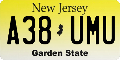 NJ license plate A38UMU