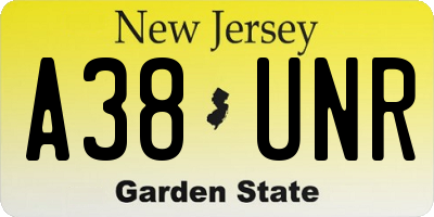 NJ license plate A38UNR
