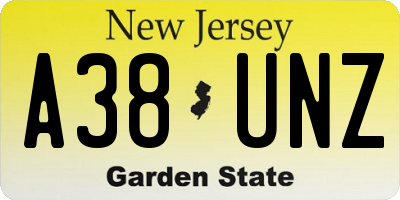 NJ license plate A38UNZ