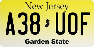 NJ license plate A38UOF