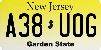 NJ license plate A38UOG